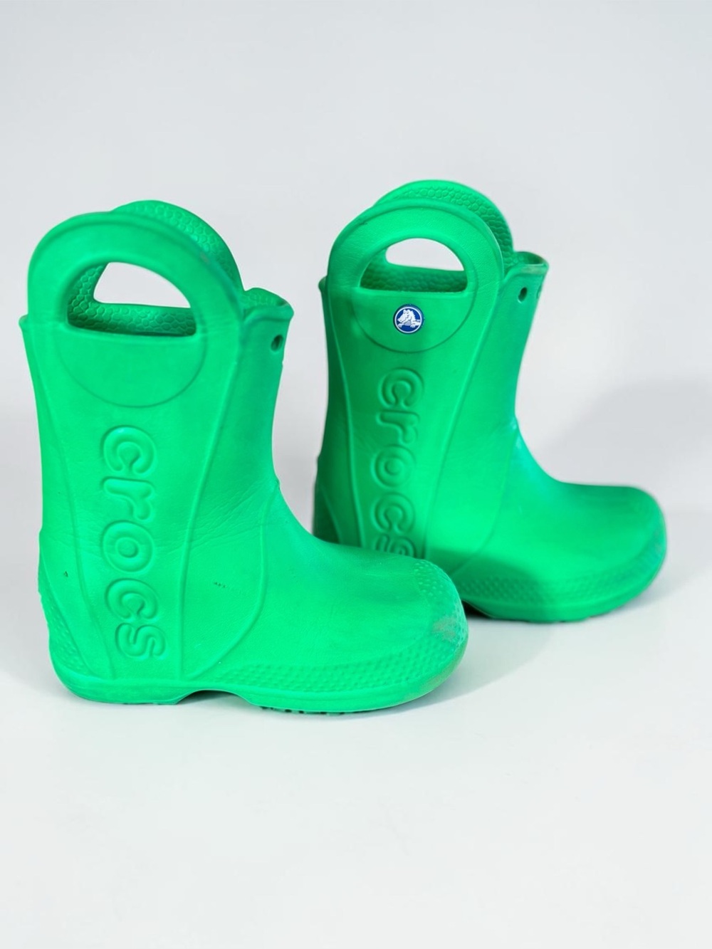Kids Crocs Green Rain Boots Size C8 Lightweight Pull On Boots